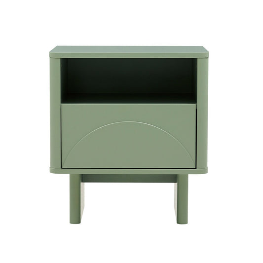 Manhattan Comfort - Ella Nightstand with 1 Full Extension Drawers in Sage Green - NS005-GR veiw 1