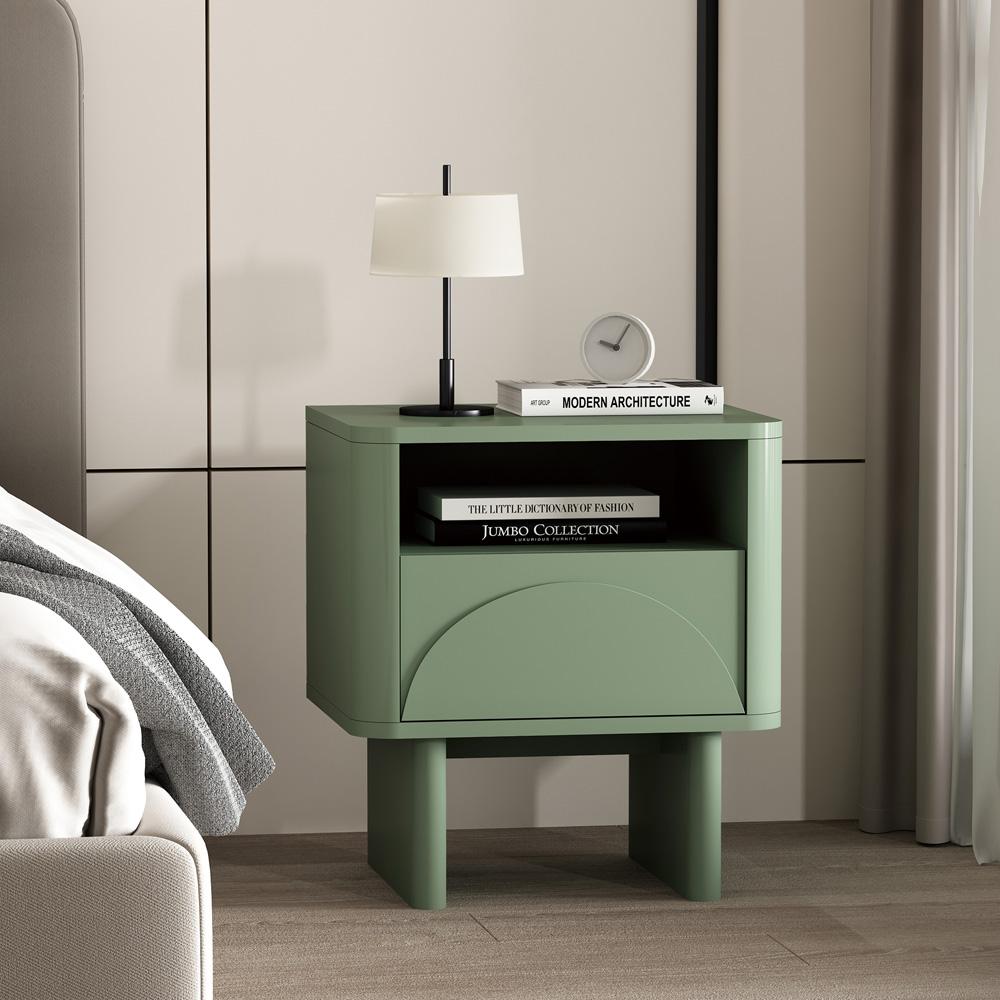 Manhattan Comfort - Ella Nightstand with 1 Full Extension Drawers in Sage Green - NS005-GR veiw 8