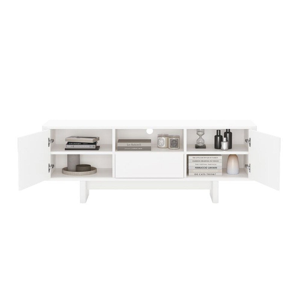 Manhattan Comfort - Ella 59 TV Stand with 1 Full Extension Drawers in White - TV007-WH veiw 8