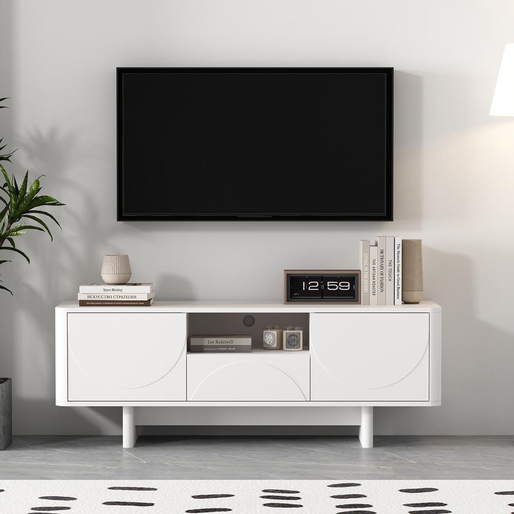 Manhattan Comfort - Ella 59 TV Stand with 1 Full Extension Drawers in White - TV007-WH veiw 10