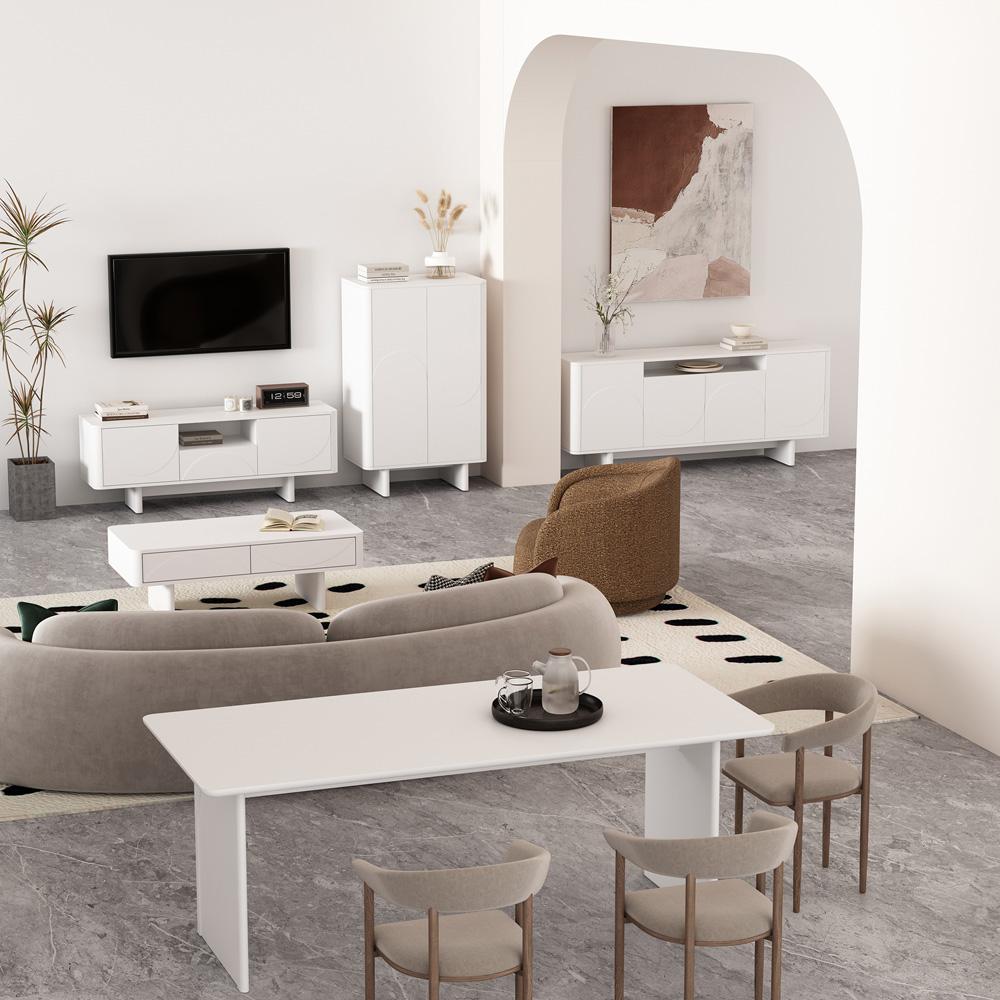 Manhattan Comfort - Ella 59 TV Stand with 1 Full Extension Drawers in White - TV007-WH veiw 11