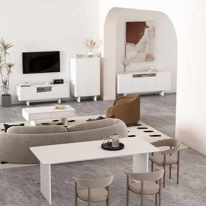 Manhattan Comfort - Ella 59 TV Stand with 1 Full Extension Drawers in White - TV007-WH veiw 11