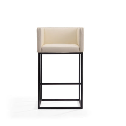 Manhattan Comfort - Embassy Faux Leather Bar Stool with Metal Legs in Cream and Black - Set of 2 - 2-BS018-CR veiw 2