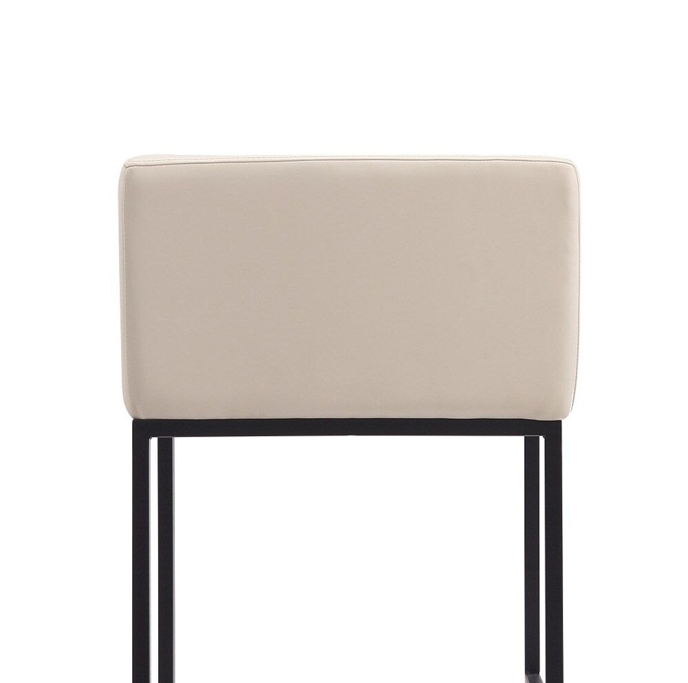 Manhattan Comfort - Embassy Faux Leather Bar Stool with Metal Legs in Cream and Black - Set of 2 - 2-BS018-CR veiw 6
