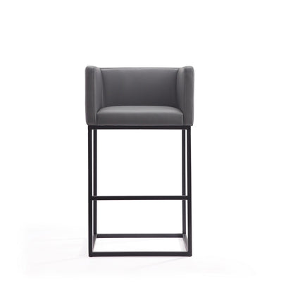 Manhattan Comfort - Embassy Faux Leather Bar Stool with Metal Legs in Grey and Black - Set of 2 - 2-BS018-GY veiw 2