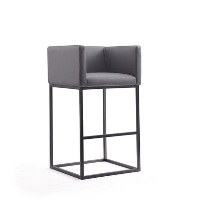 Manhattan Comfort - Embassy Faux Leather Bar Stool with Metal Legs in Grey and Black - Set of 2 - 2-BS018-GY veiw 3