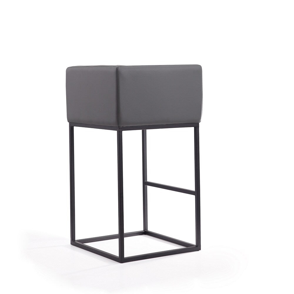 Manhattan Comfort - Embassy Faux Leather Bar Stool with Metal Legs in Grey and Black - Set of 2 - 2-BS018-GY veiw 4