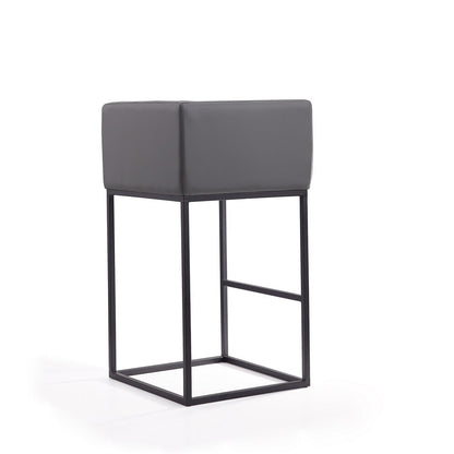 Manhattan Comfort - Embassy Faux Leather Bar Stool with Metal Legs in Grey and Black - Set of 2 - 2-BS018-GY veiw 4
