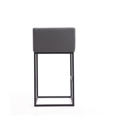 Manhattan Comfort - Embassy Faux Leather Bar Stool with Metal Legs in Grey and Black - Set of 2 - 2-BS018-GY veiw 5