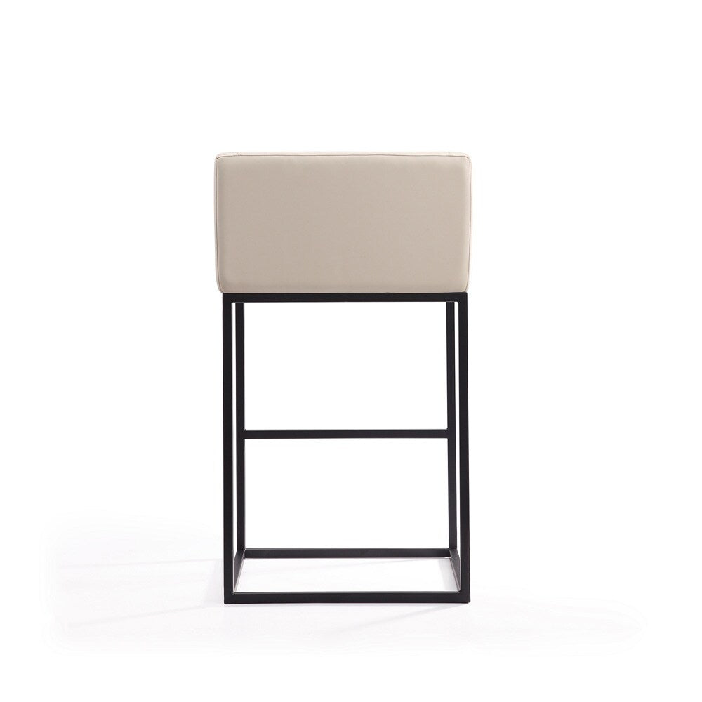 Manhattan Comfort - Embassy Faux Leather Bar Stool with Metal Legs in Cream and Black - Set of 3 - 3-BS018-CR veiw 5