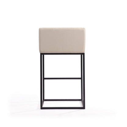 Manhattan Comfort - Embassy Faux Leather Bar Stool with Metal Legs in Cream and Black - Set of 3 - 3-BS018-CR veiw 5