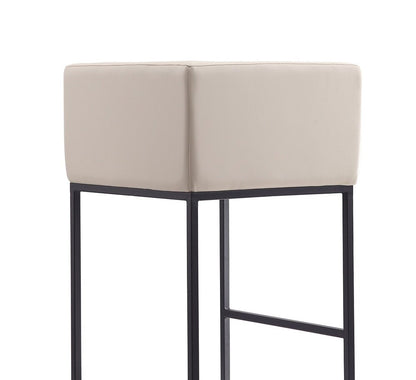 Manhattan Comfort - Embassy Faux Leather Bar Stool with Metal Legs in Cream and Black - Set of 3 - 3-BS018-CR veiw 6