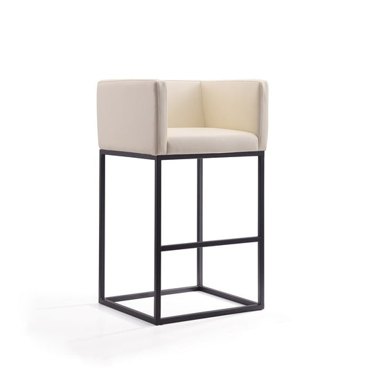 Manhattan Comfort - Embassy Faux Leather Bar Stool with Metal Legs in Cream and Black - BS018-CR veiw 1