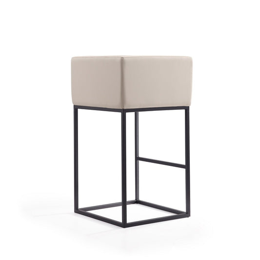Manhattan Comfort - Embassy Faux Leather Bar Stool with Metal Legs in Cream and Black - BS018-CR veiw 2