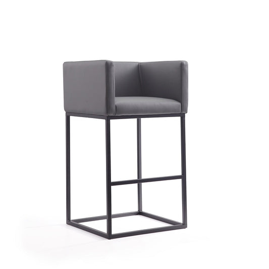 Manhattan Comfort - Embassy Faux Leather Bar Stool with Metal Legs in Grey and Black - BS018-GY veiw 1