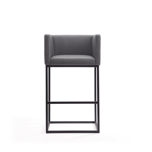Manhattan Comfort - Embassy Faux Leather Bar Stool with Metal Legs in Grey and Black - BS018-GY veiw 2
