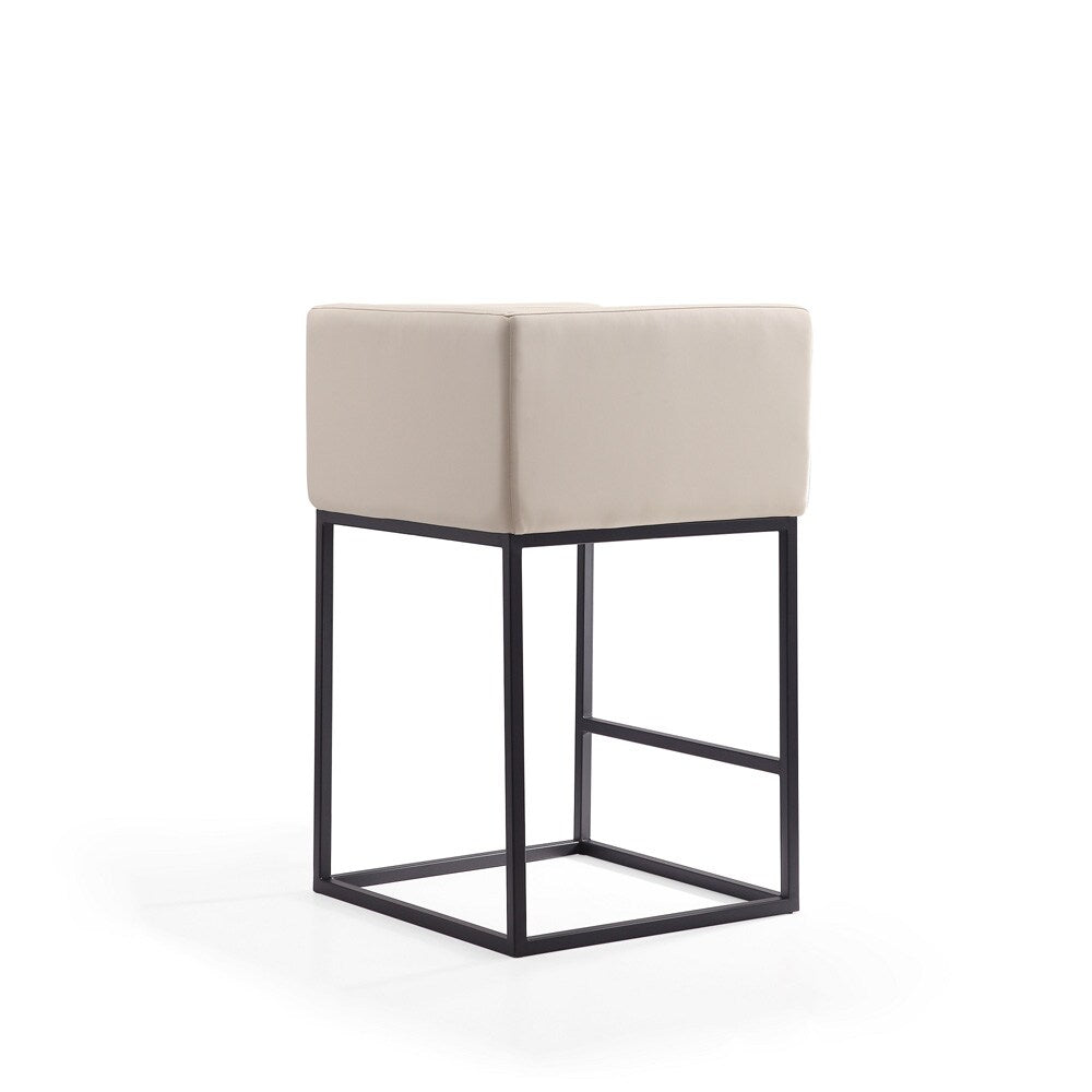 Manhattan Comfort - Embassy Faux Leather Counter Stool with Metal Legs in Cream and Black - Set of 2 - 2-CS011-CR veiw 4