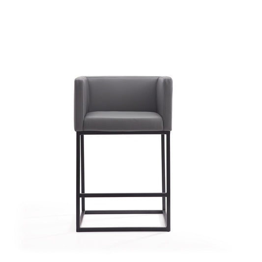 Manhattan Comfort - Embassy Faux Leather Counter Stool with Metal Legs in Grey and Black - Set of 2 - 2-CS011-GY veiw 2