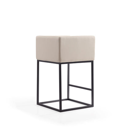Manhattan Comfort - Embassy Faux Leather Counter Stool with Metal Legs in Cream and Black - Set of 3 - 3-CS011-CR veiw 3