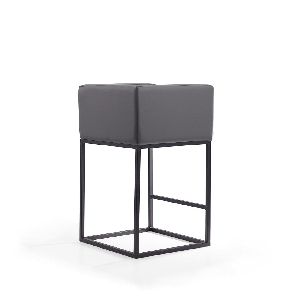 Manhattan Comfort - Embassy Faux Leather Counter Stool with Metal Legs in Grey and Black - Set of 3 - 3-CS011-GY veiw 5