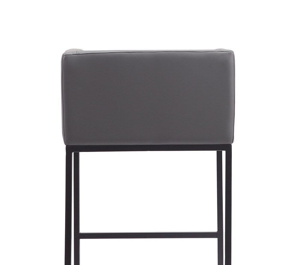 Manhattan Comfort - Embassy Faux Leather Counter Stool with Metal Legs in Grey and Black - Set of 3 - 3-CS011-GY veiw 6