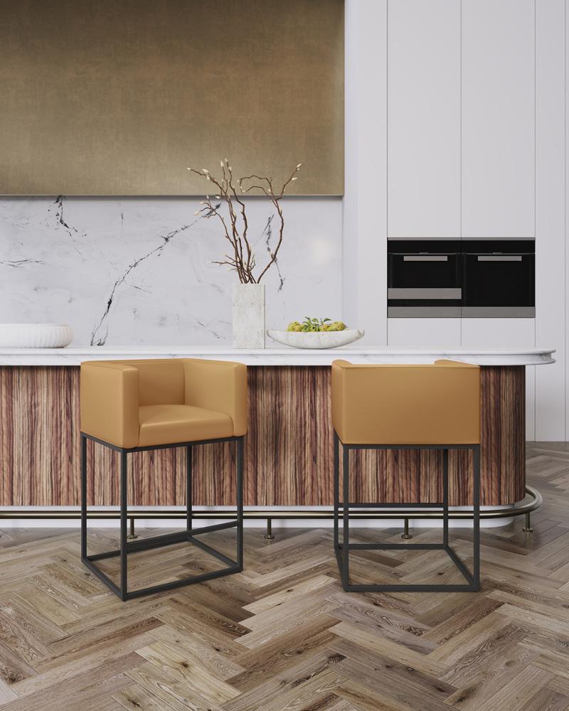 Manhattan Comfort - Embassy Faux Leather Counter Stool with Metal Legs in Clay - CS011-CL veiw 5