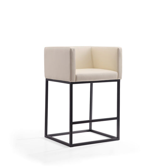 Manhattan Comfort - Embassy Faux Leather Counter Stool with Metal Legs in Cream and Black - CS011-CR veiw 1