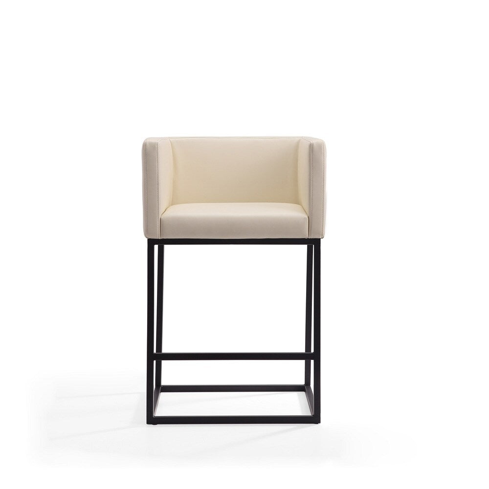 Manhattan Comfort - Embassy Faux Leather Counter Stool with Metal Legs in Cream and Black - CS011-CR veiw 2