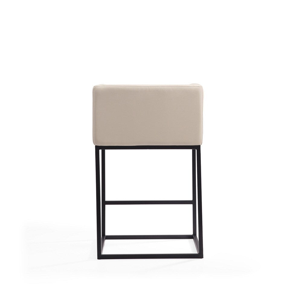 Manhattan Comfort - Embassy Faux Leather Counter Stool with Metal Legs in Cream and Black - CS011-CR veiw 4