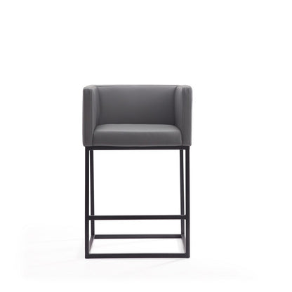 Manhattan Comfort - Embassy Faux Leather Counter Stool with Metal Legs in Grey and Black - CS011-GY veiw 2