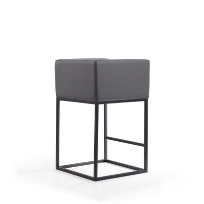 Manhattan Comfort - Embassy Faux Leather Counter Stool with Metal Legs in Grey and Black - CS011-GY veiw 3