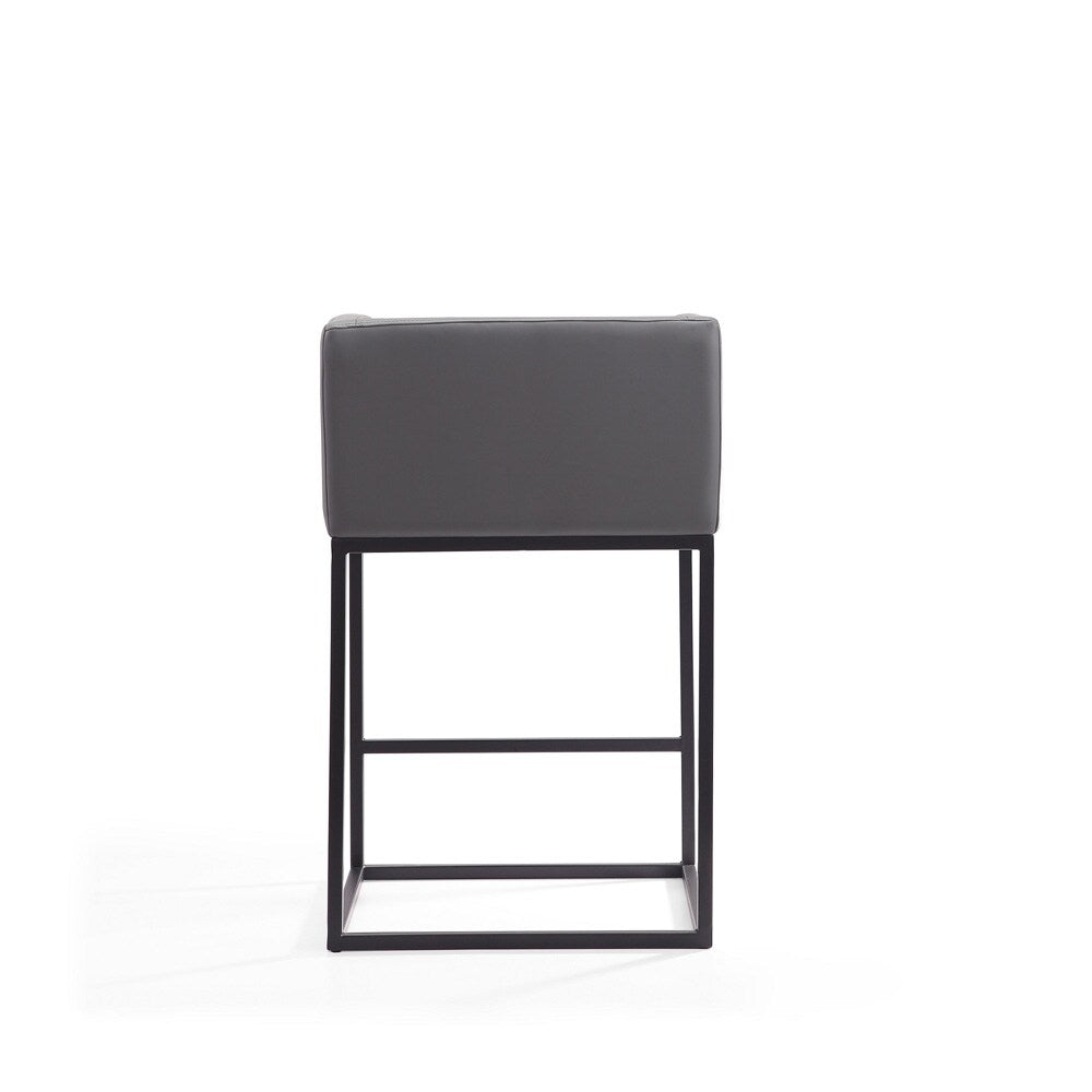 Manhattan Comfort - Embassy Faux Leather Counter Stool with Metal Legs in Grey and Black - CS011-GY veiw 4