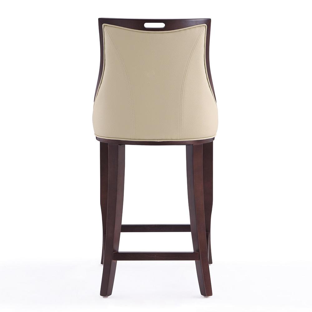 Manhattan Comfort - Emperor Faux Leather Bar Stool with Beech Wood Legs in Cream and Walnut - Set of 2 - 2-BS008-CR veiw 6