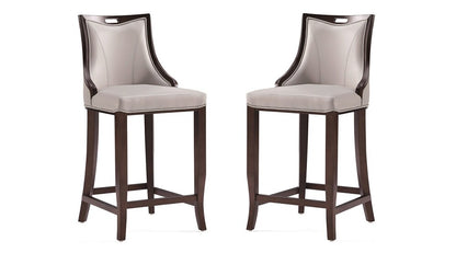 Manhattan Comfort - Emperor Faux Leather Bar Stool with Beech Wood Legs in Light Grey - Set of 2 - 2-BS008-LG veiw 1