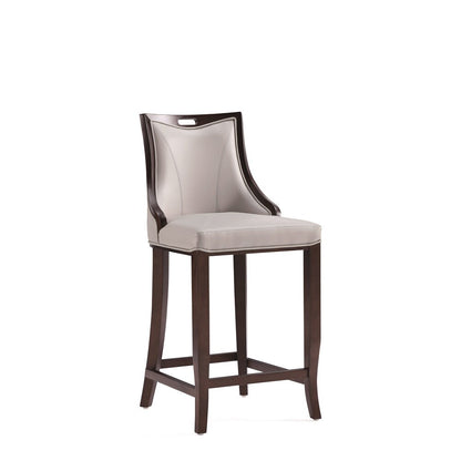Manhattan Comfort - Emperor Faux Leather Bar Stool with Beech Wood Legs in Light Grey - Set of 2 - 2-BS008-LG veiw 3