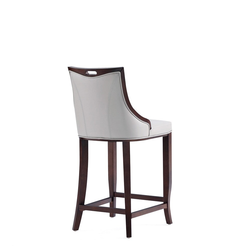 Manhattan Comfort - Emperor Faux Leather Bar Stool with Beech Wood Legs in Light Grey - Set of 2 - 2-BS008-LG veiw 4