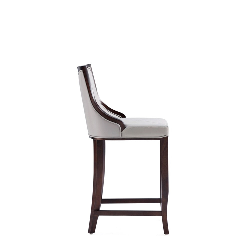 Manhattan Comfort - Emperor Faux Leather Bar Stool with Beech Wood Legs in Light Grey - Set of 2 - 2-BS008-LG veiw 6