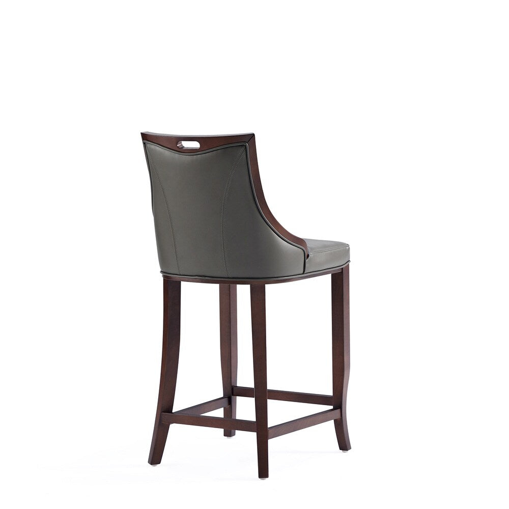 Manhattan Comfort - Emperor Faux Leather Bar Stool with Beech Wood Legs in Pebble Grey - Set of 2 - 2-BS008-PE veiw 4