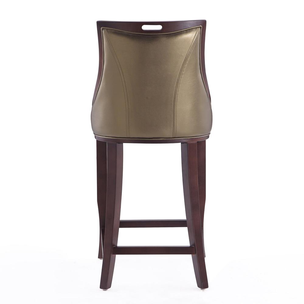 Manhattan Comfort - Emperor Faux Leather Bar Stool with Beech Wood Legs in Bronze and Walnut - Set of 3 - 3-BS008-BZ veiw 6