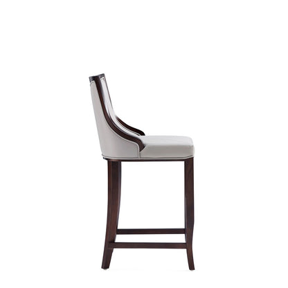 Manhattan Comfort - Emperor Faux Leather Bar Stool with Beech Wood Legs in Light Grey - Set of 3 - 3-BS008-LG veiw 5