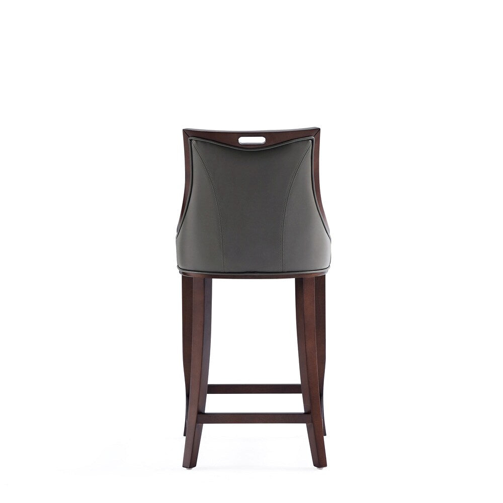 Manhattan Comfort - Emperor Faux Leather Bar Stool with Beech Wood Legs in Pebble Grey - Set of 3 - 3-BS008-PE veiw 7