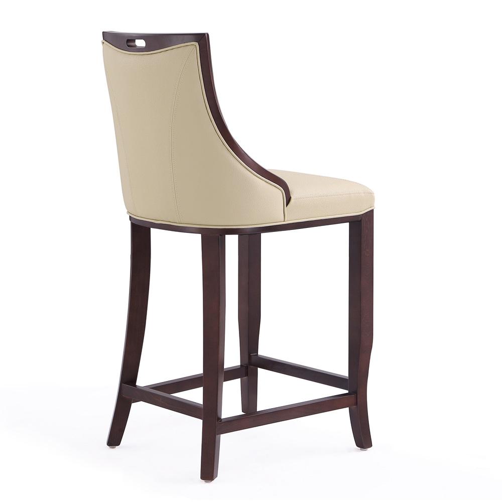 Manhattan Comfort - Emperor Faux Leather Barstool with Beech Wood Legs in Cream and Walnut - BS008-CR veiw 3