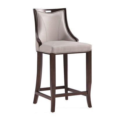 Manhattan Comfort - Emperor Faux Leather Barstool with Beech Wood Legs in Light Grey - BS008-LG veiw 1