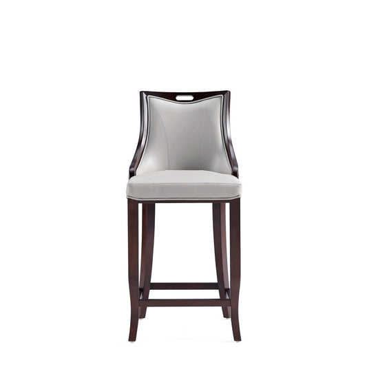 Manhattan Comfort - Emperor Faux Leather Barstool with Beech Wood Legs in Light Grey - BS008-LG veiw 2
