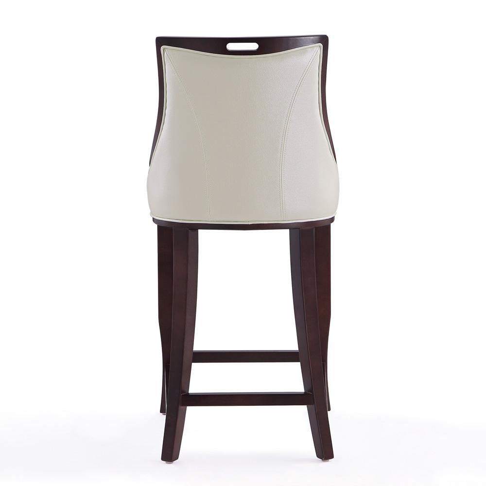 Manhattan Comfort - Emperor Faux Leather Barstool with Beech Wood Legs in Pearl White and Walnut - BS008-PW veiw 5