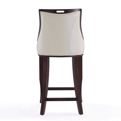 Manhattan Comfort - Emperor Faux Leather Barstool with Beech Wood Legs in Pearl White and Walnut - BS008-PW veiw 5