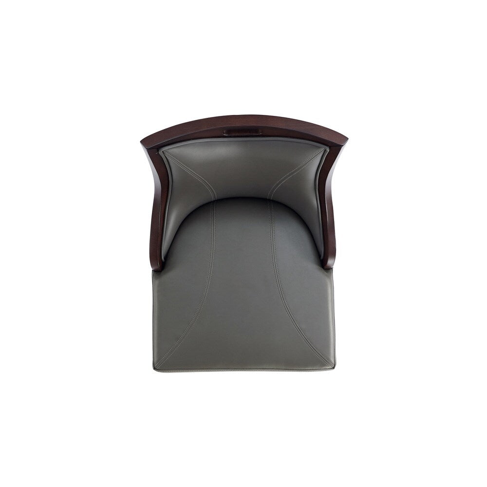 Manhattan Comfort - Emperor Faux Leather Barstool with Beech Wood Legs in Pebble Grey - BS008-PE veiw 6