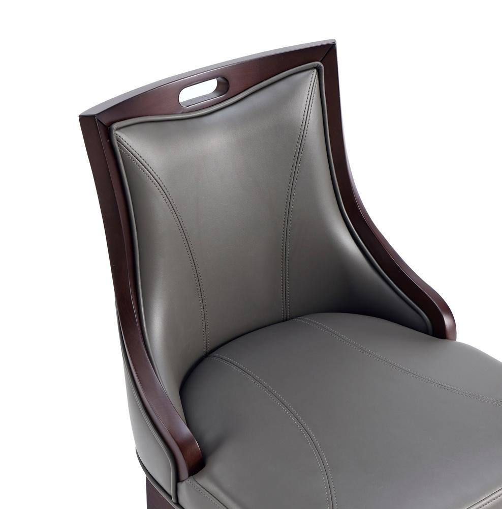 Manhattan Comfort - Emperor Faux Leather Barstool with Beech Wood Legs in Pebble Grey - BS008-PE veiw 7