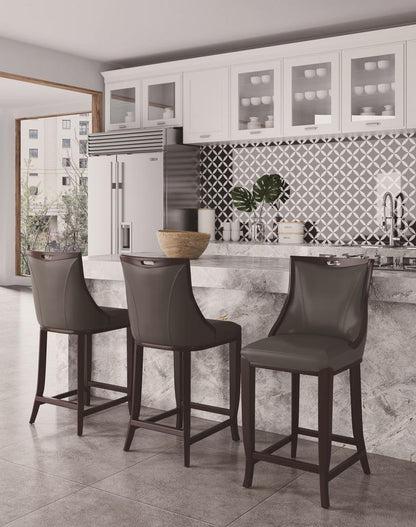 Manhattan Comfort - Emperor Faux Leather Barstool with Beech Wood Legs in Pebble Grey - BS008-PE veiw 9