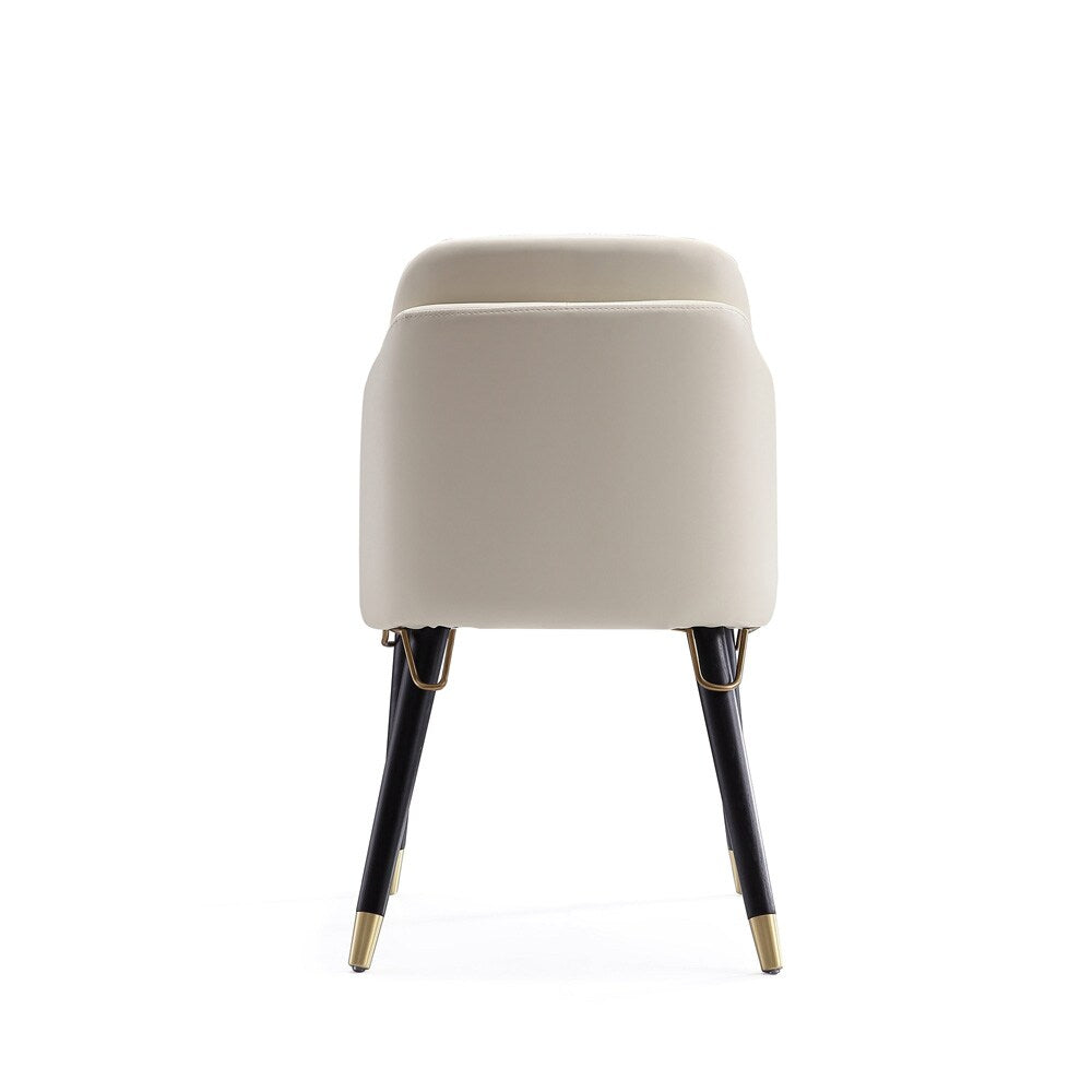 Manhattan Comfort - Estelle Faux Leather Dining Chair with Wood Legs in Cream and Black - Set of 2 - 2-DC042-CR veiw 6